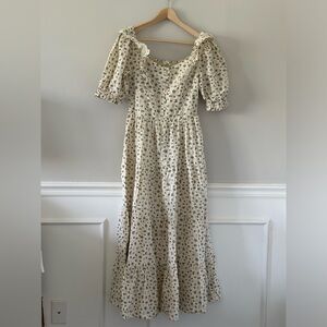 Neuflora Cottagecore blue floral on cream dress size L